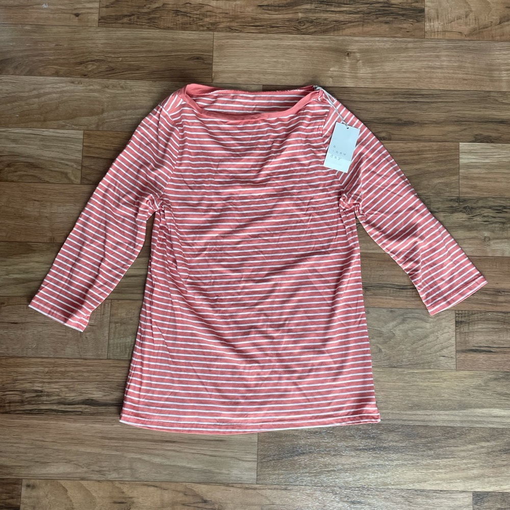 A New Day pink & white striped shirt